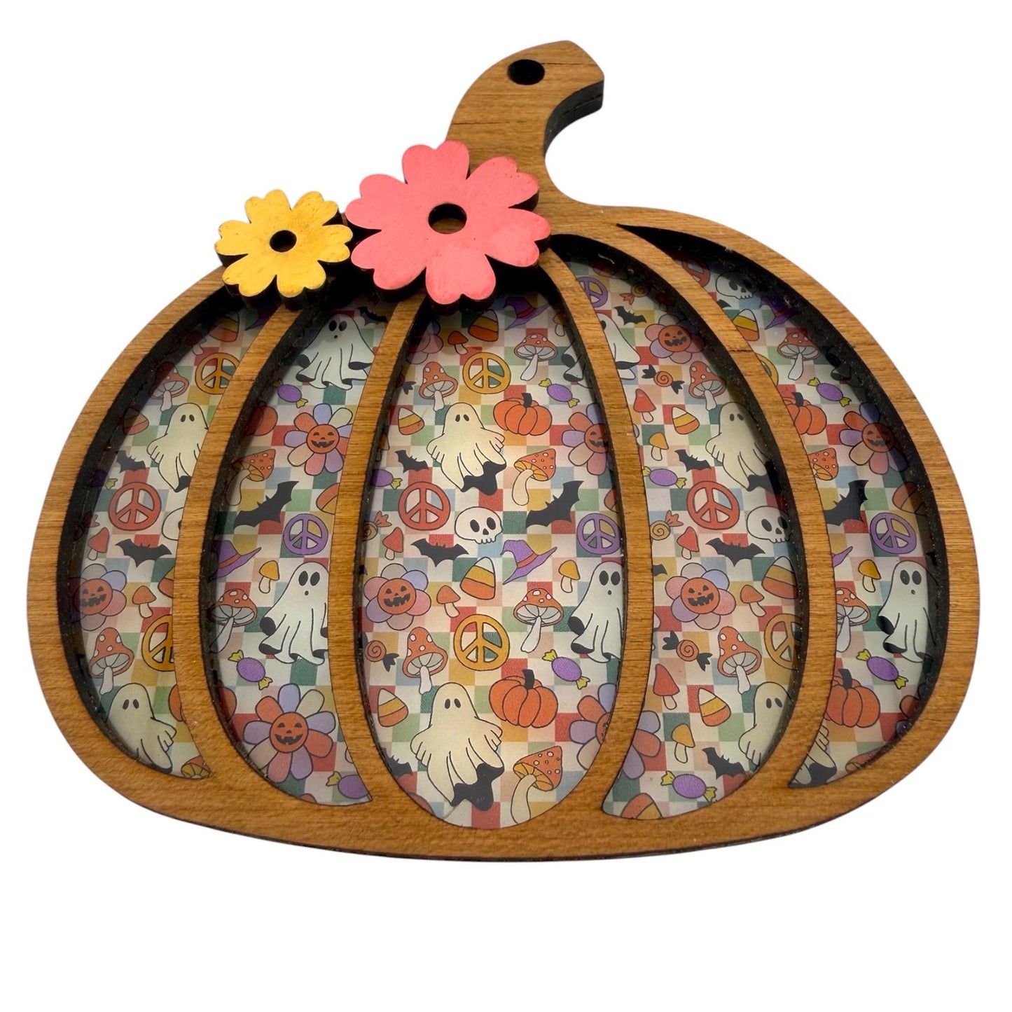 Floral Pumpkin Halloween Sun Catcher |  Whimsical Pumpkin Decor