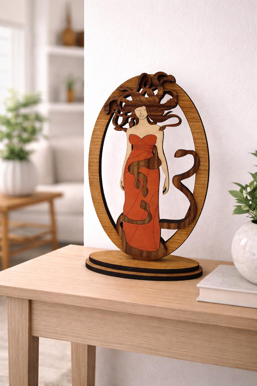 Medusa Wood Art Sculpture | Laser Cut Mythology Decor