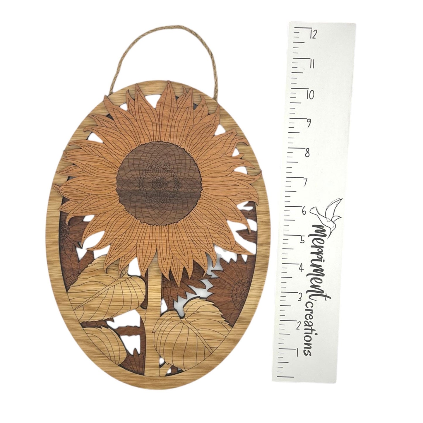 Oval Sunflower Wood Wall Art | Farmhouse Style Decor