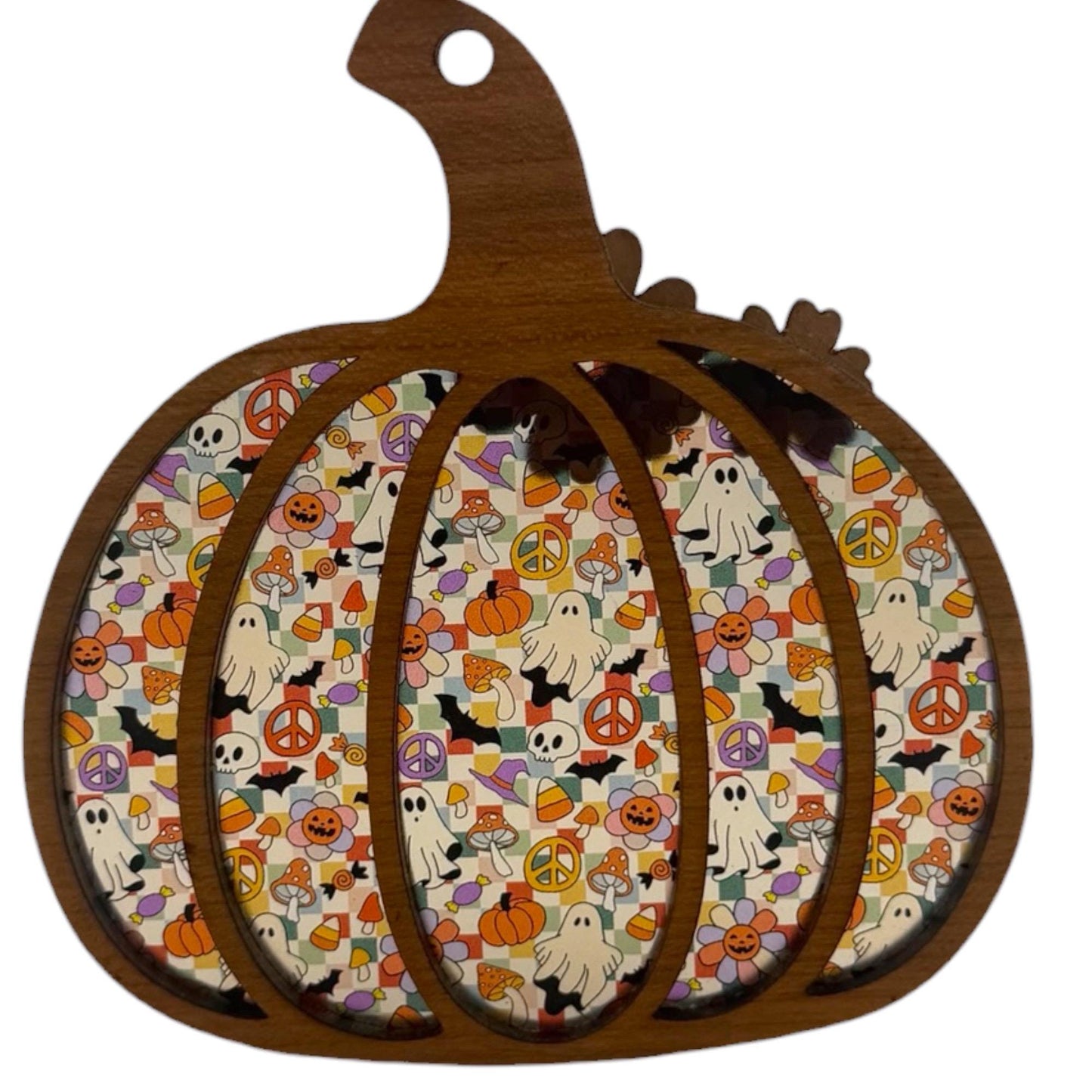 Floral Pumpkin Halloween Sun Catcher |  Whimsical Pumpkin Decor