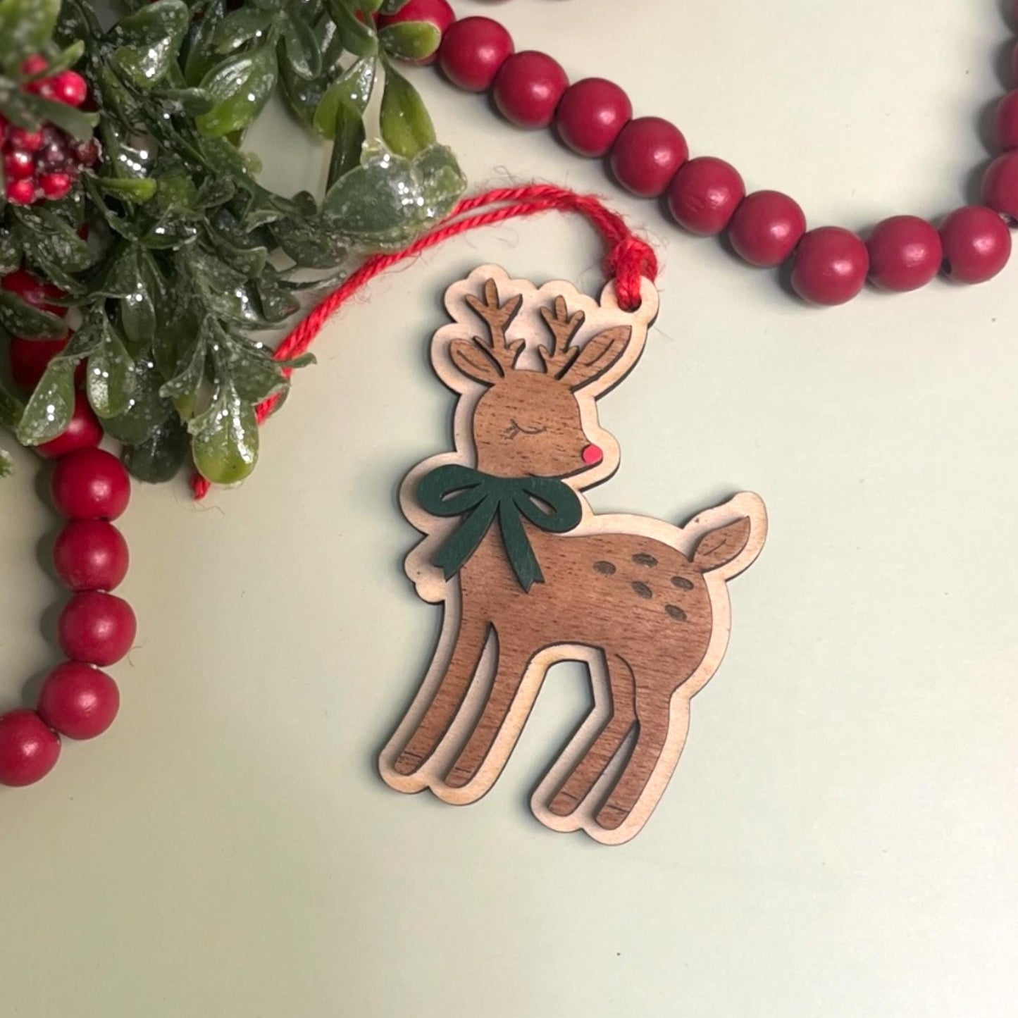 Handmade Wooden Reindeer Ornament – Rustic Christmas Decor