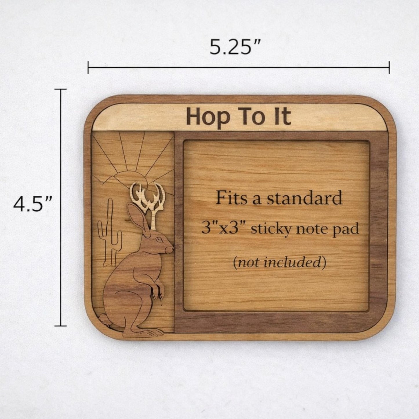 Jackalope Sticky Note Holder | Southwestern Wood Desk Decor