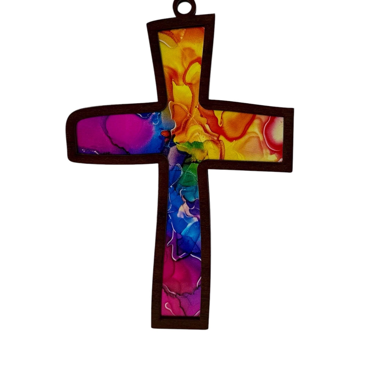 Colorful Cross Stained Glass Style Suncatcher