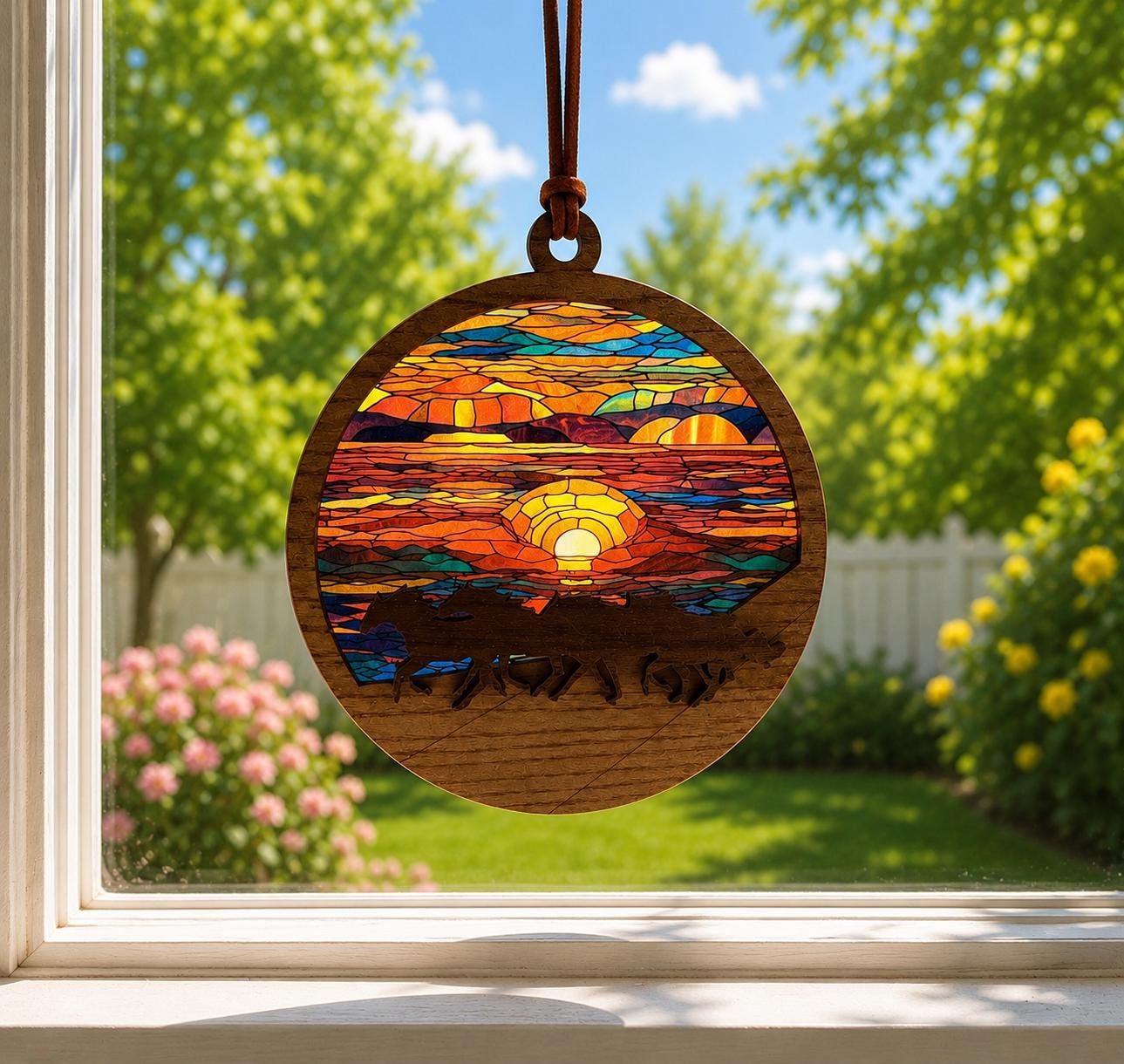 Running Horses Sunset Suncatcher