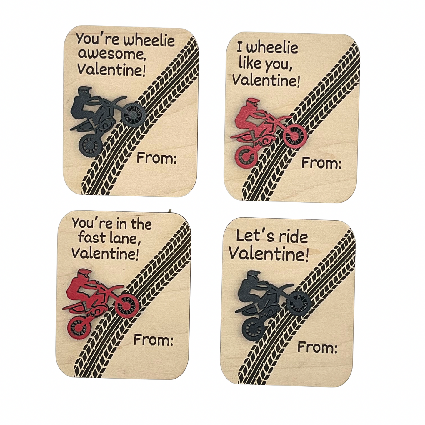 Dirt Bike Valentines Set of 4