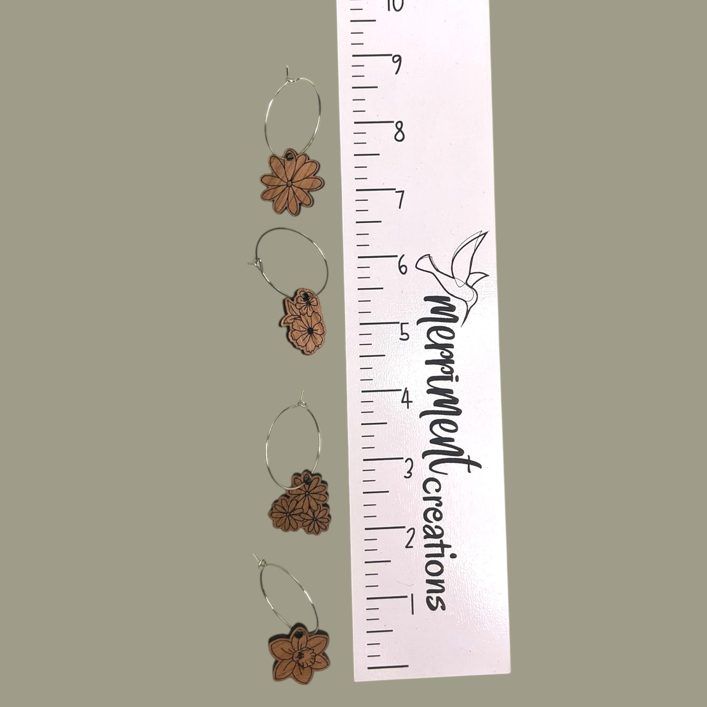Flower Wine Charms Set of 4