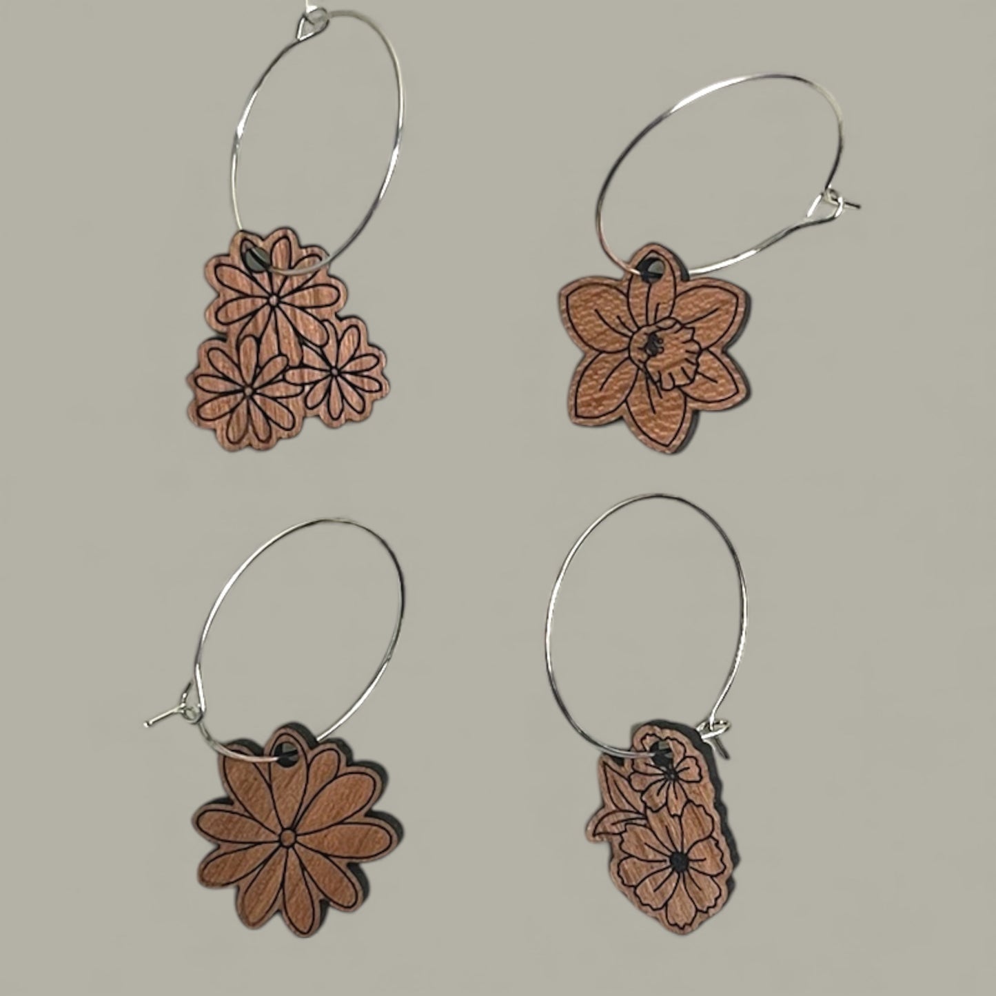 Flower Wine Charms Set of 4