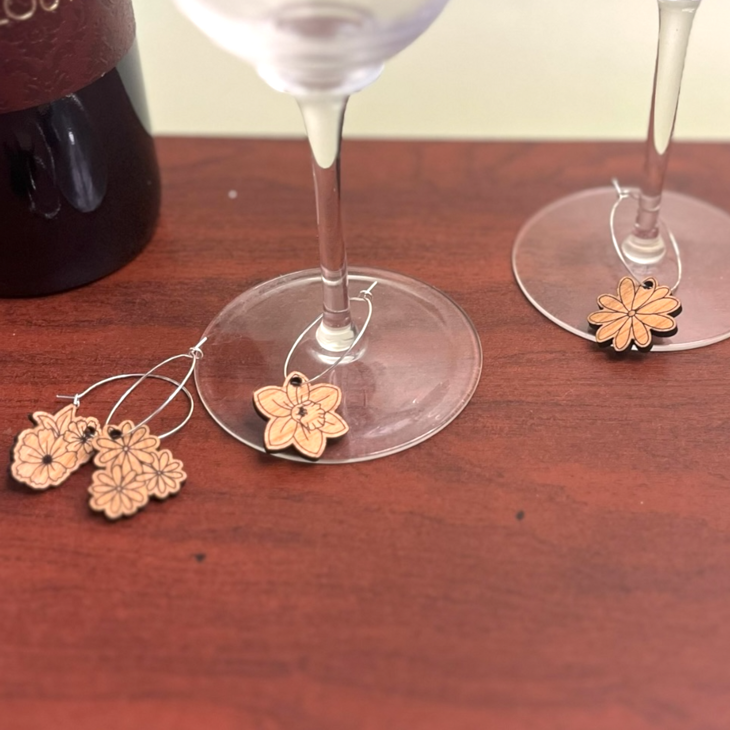 Flower Wine Charms Set of 4