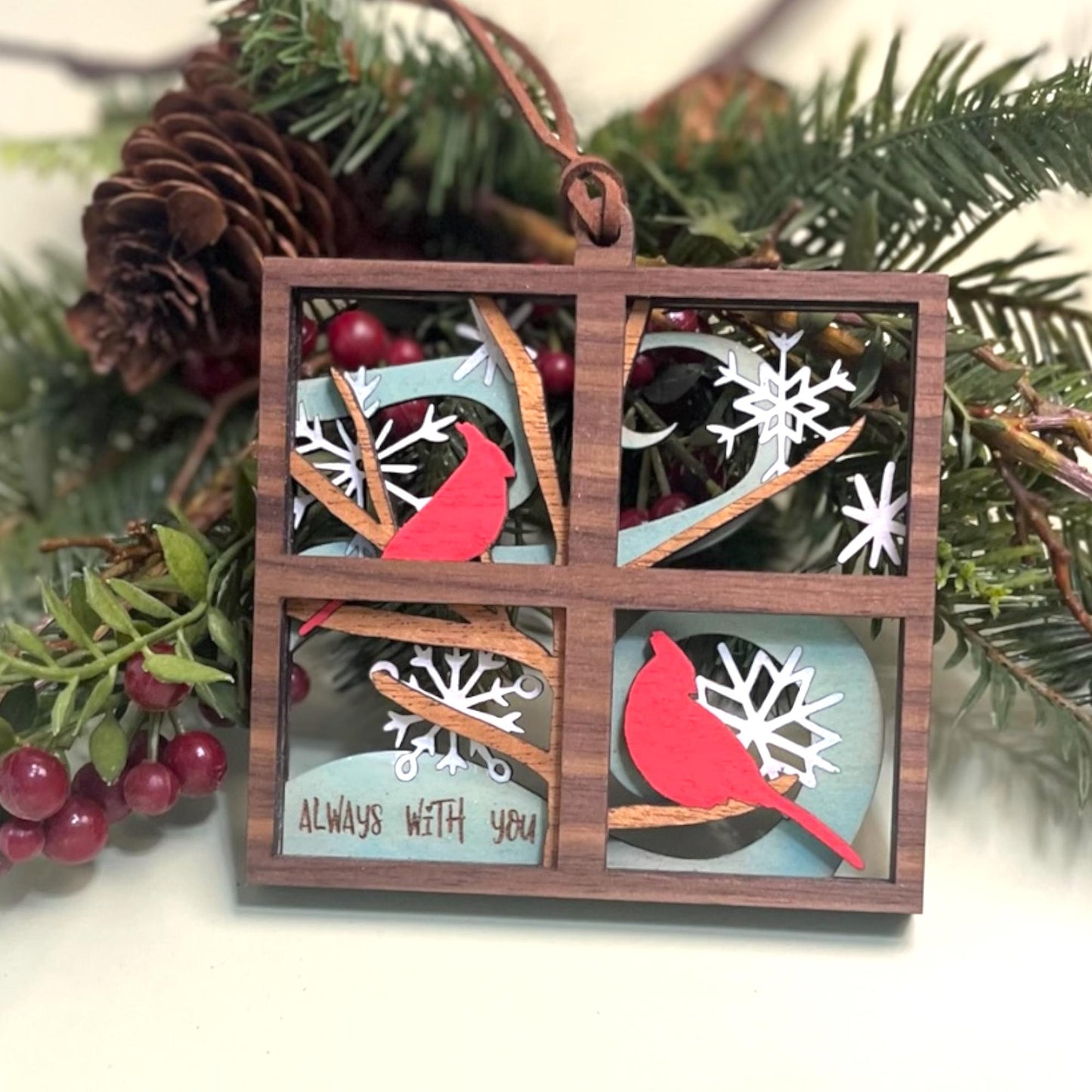 Cardinal Memorial Ornament – Wooden Red Bird Sympathy Gift