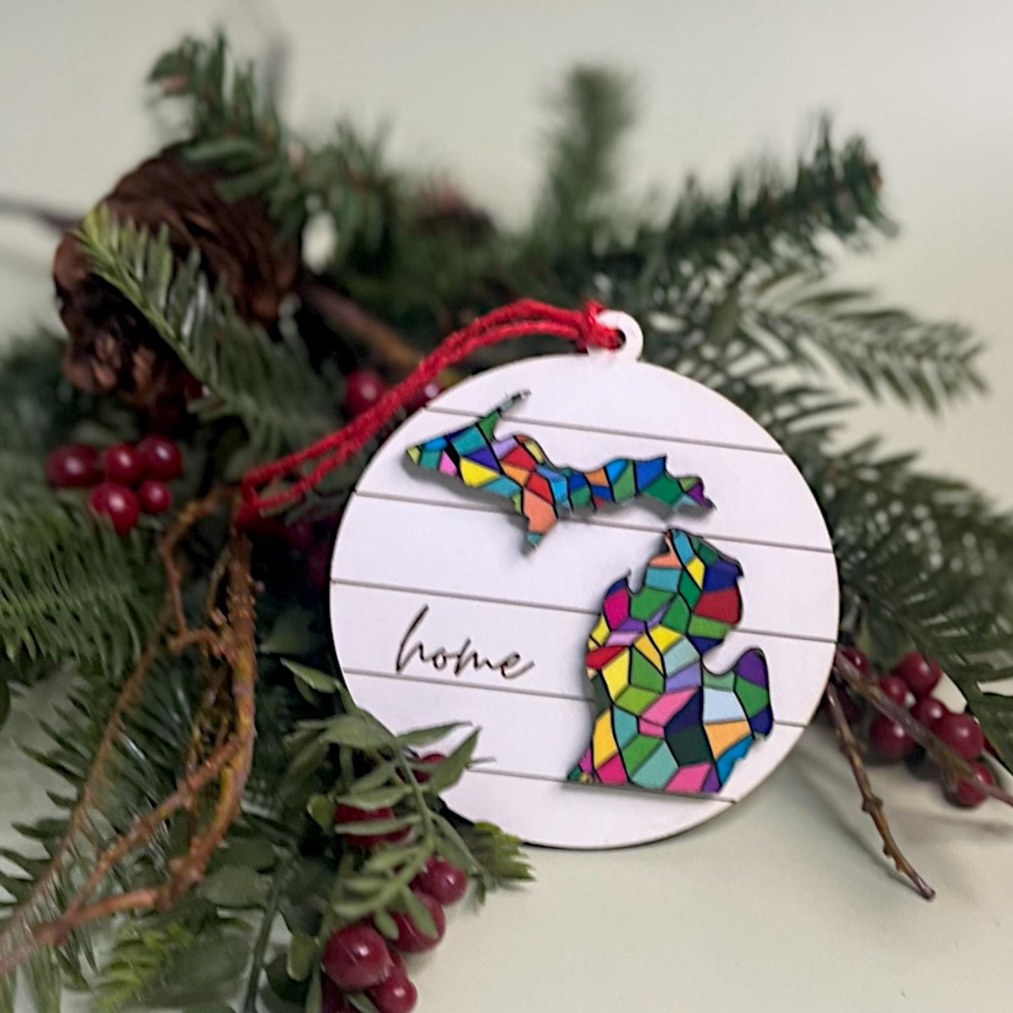 Michigan Home Ornament – Pride Rainbow State Decor