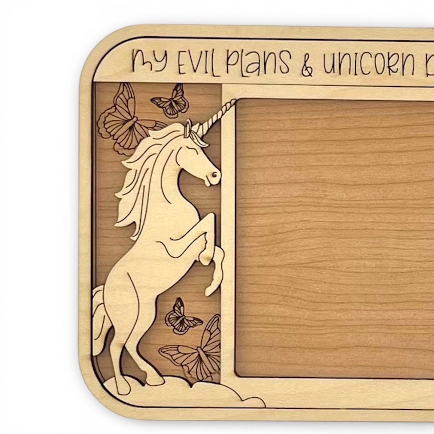 Laser Cut Wood Unicorn Sticky Note Holder | Desk Organizer