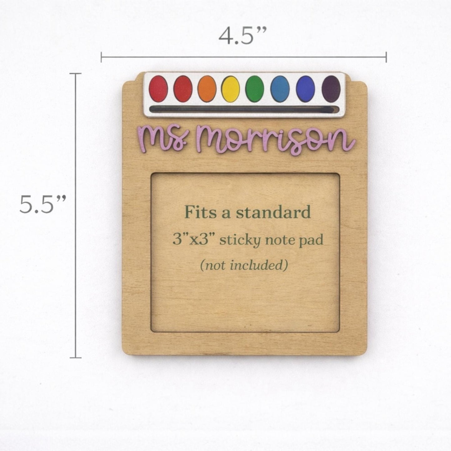 Personalized Teacher Art Palette Sticky Note Pad Holder