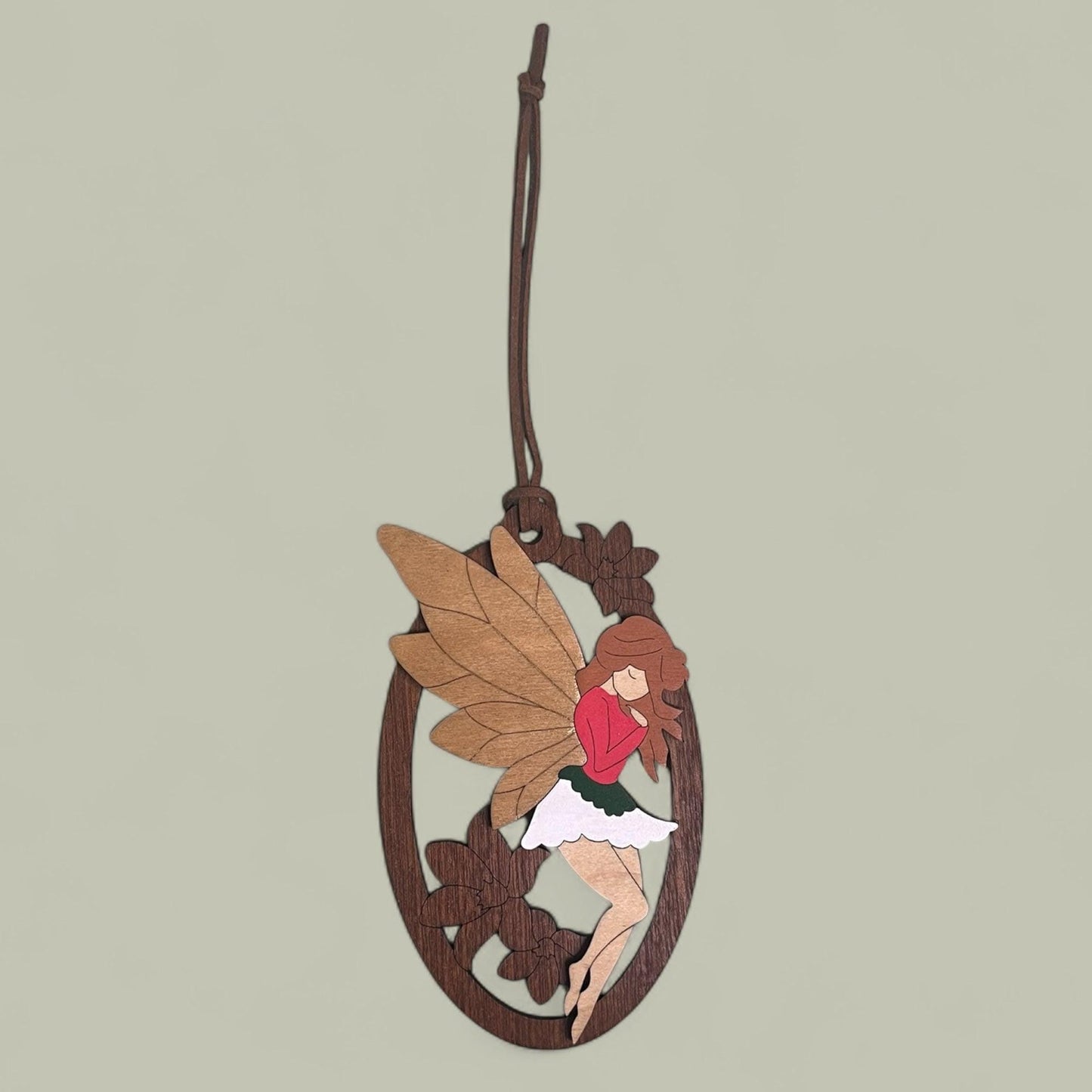 Woodland Fairy Christmas Ornament – Handcrafted Plywood Layered Decor