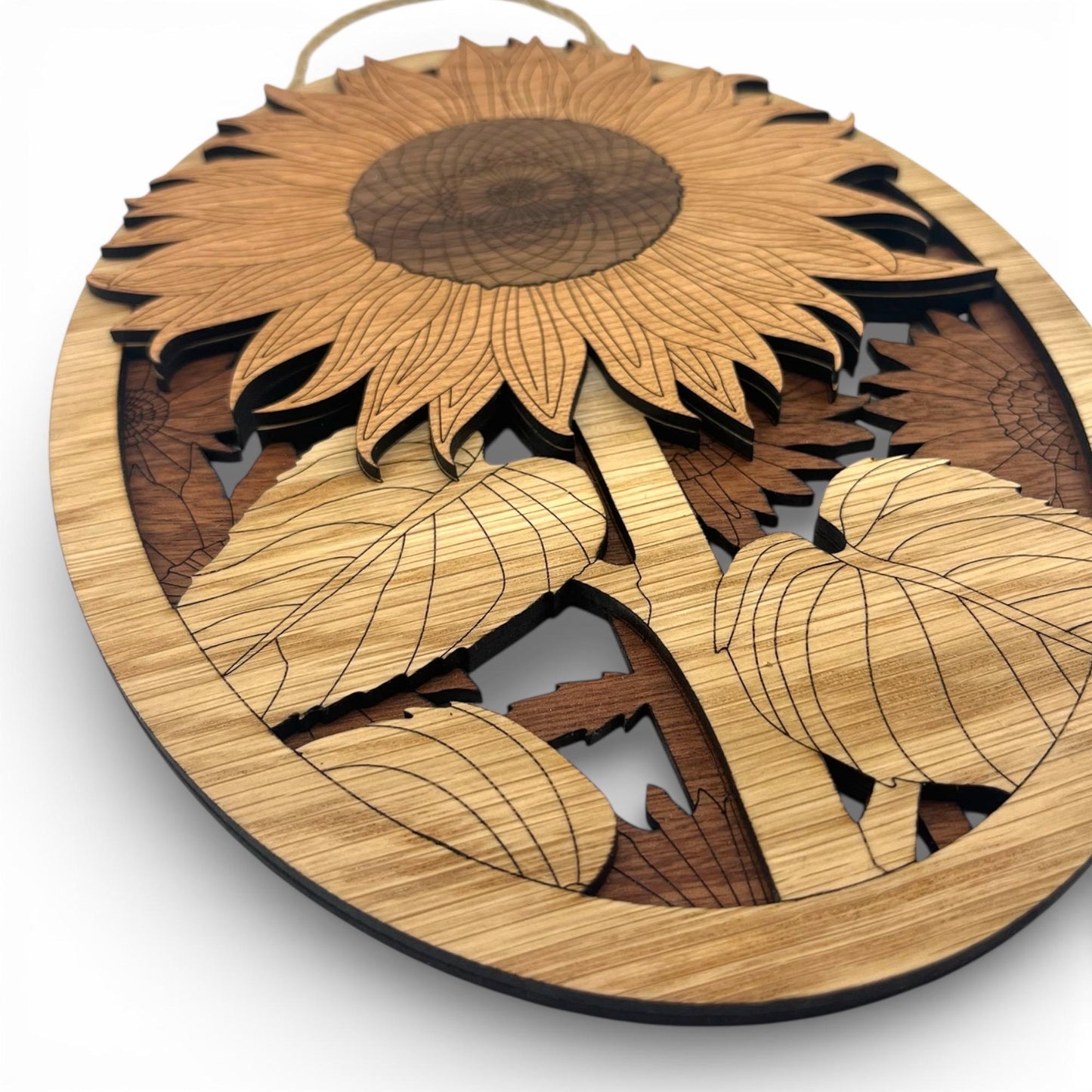 Oval Sunflower Wood Wall Art | Farmhouse Style Decor