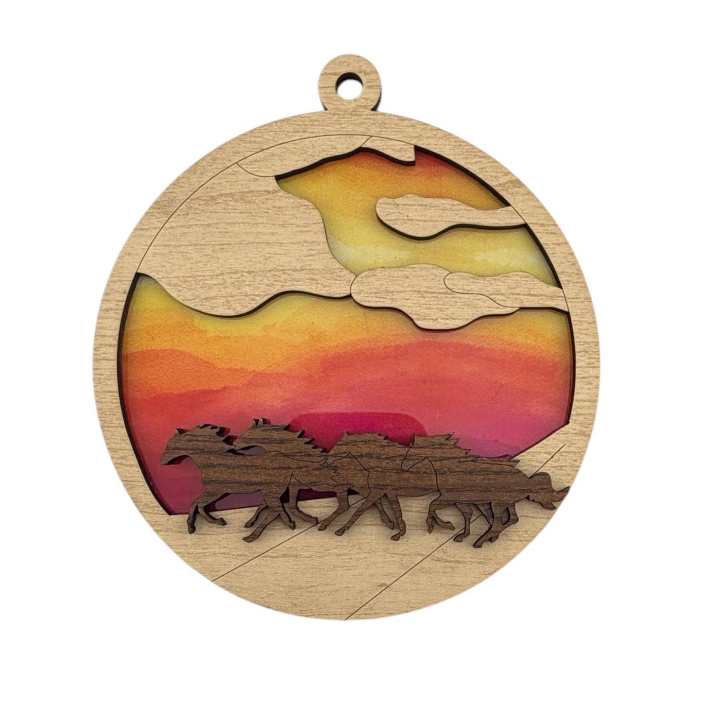 Running Horses Sunset Suncatcher