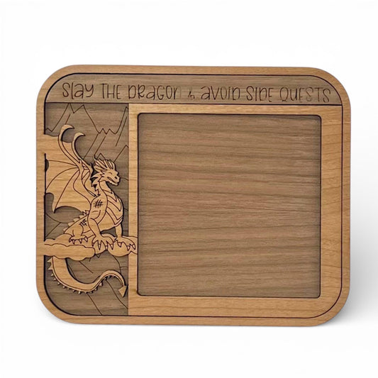 Laser Cut Dragon Sticky Note Holder | Wood Gamer Desk Organizer