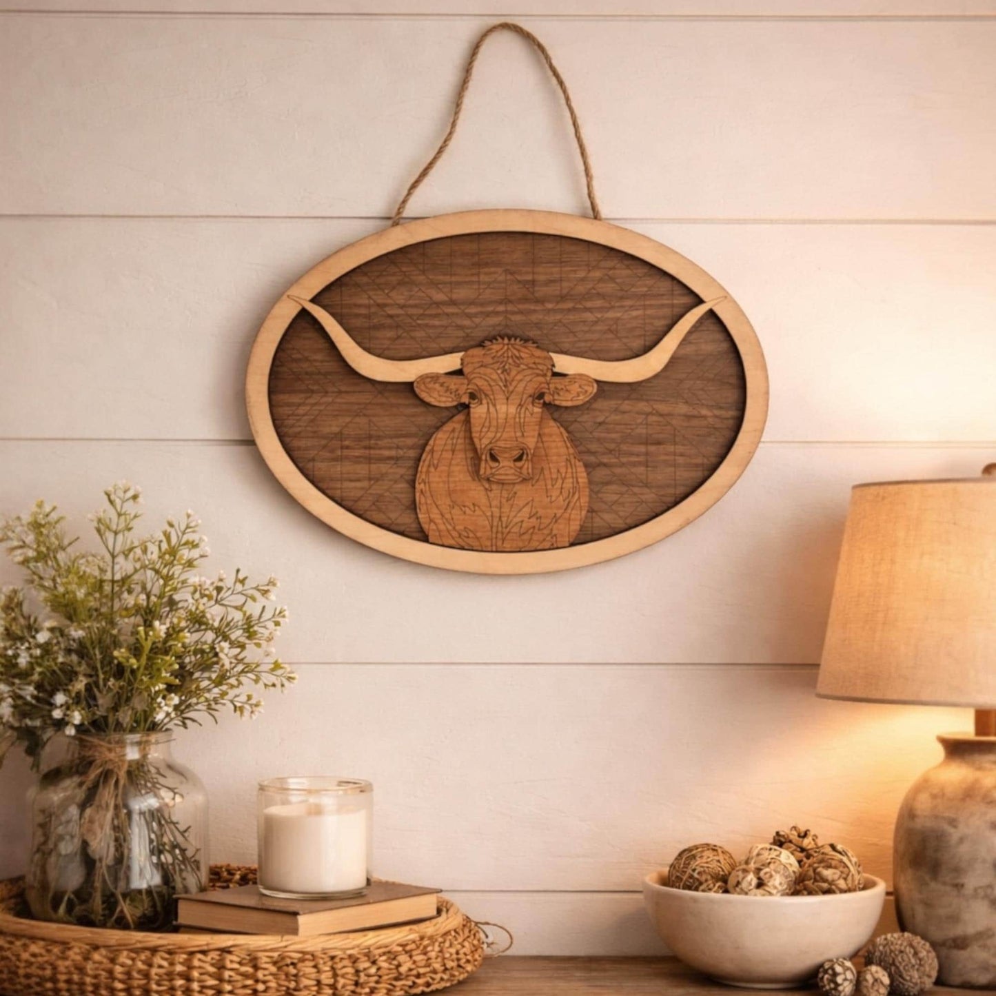 Longhorn Steer Wood Wall Art | Farmhouse Style