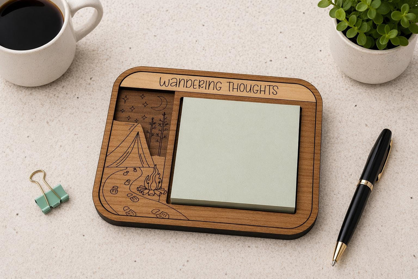 Wandering Thoughts - Camping Themed Sticky Note Pad Holder