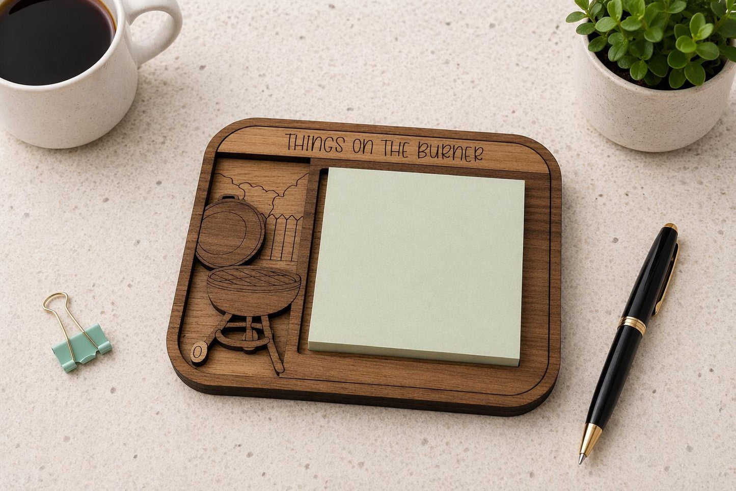 Things On The Burner - Grilling Themed Sticky Note Pad Holder