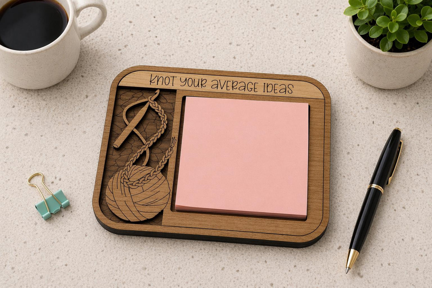 Crochet, Knitting Themed Sticky Note Pad Holder