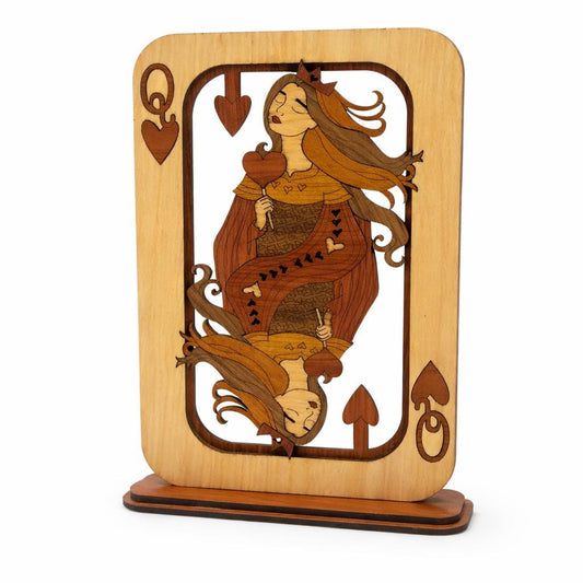 Queen of Hearts Wood Art | Laser Cut Playing Card Decor