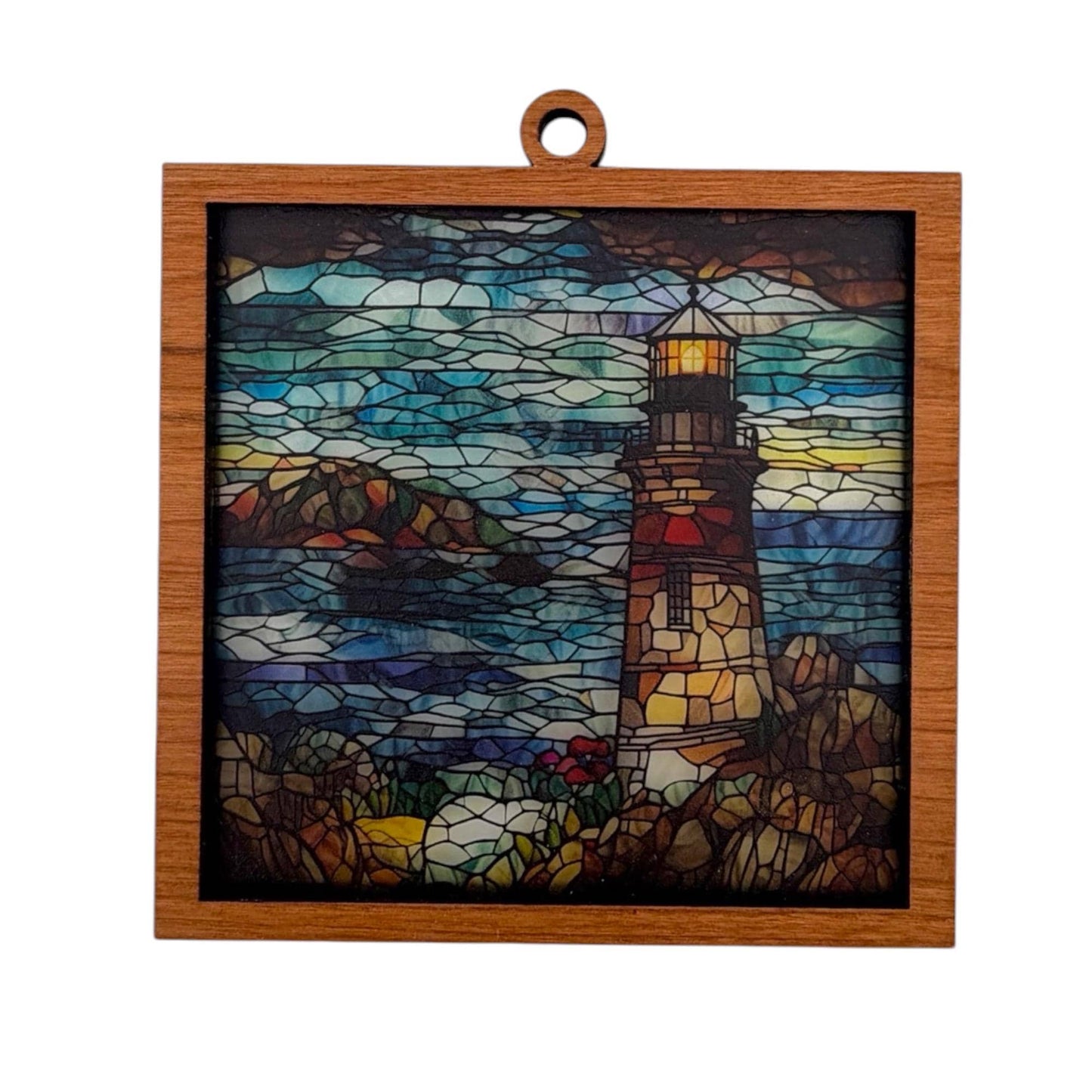 Lighthouse Stained Glass Style Suncatcher