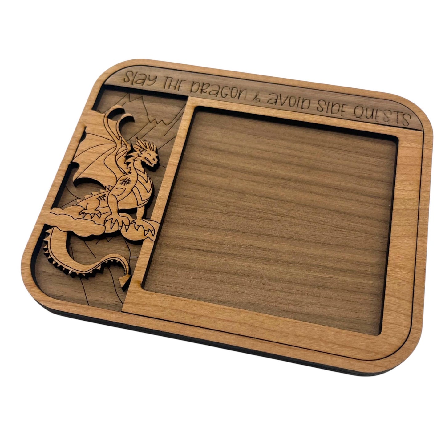 Laser Cut Dragon Sticky Note Holder | Wood Gamer Desk Organizer