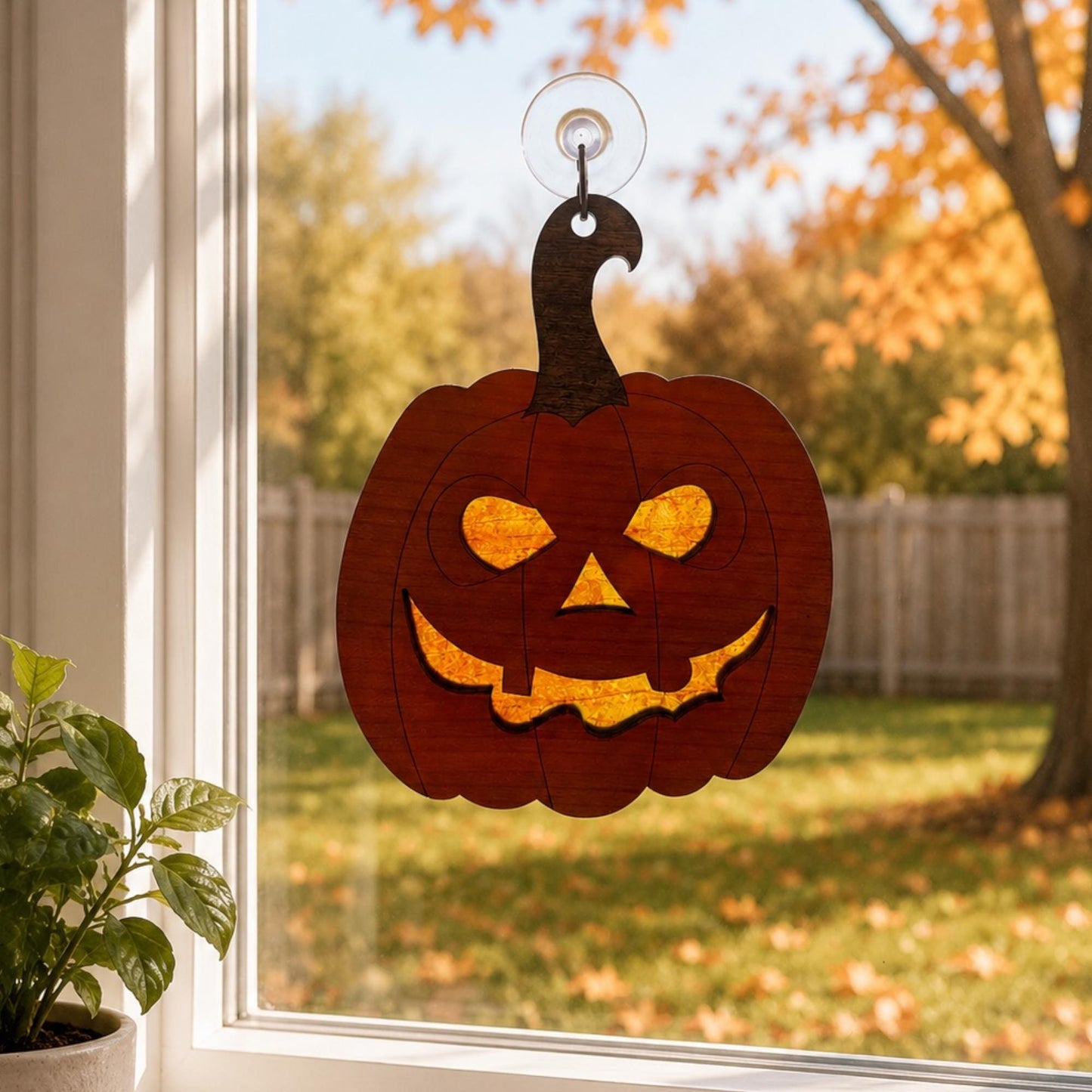 Jack O Lantern Sun Catcher | Pumpkin Halloween Window Hanging