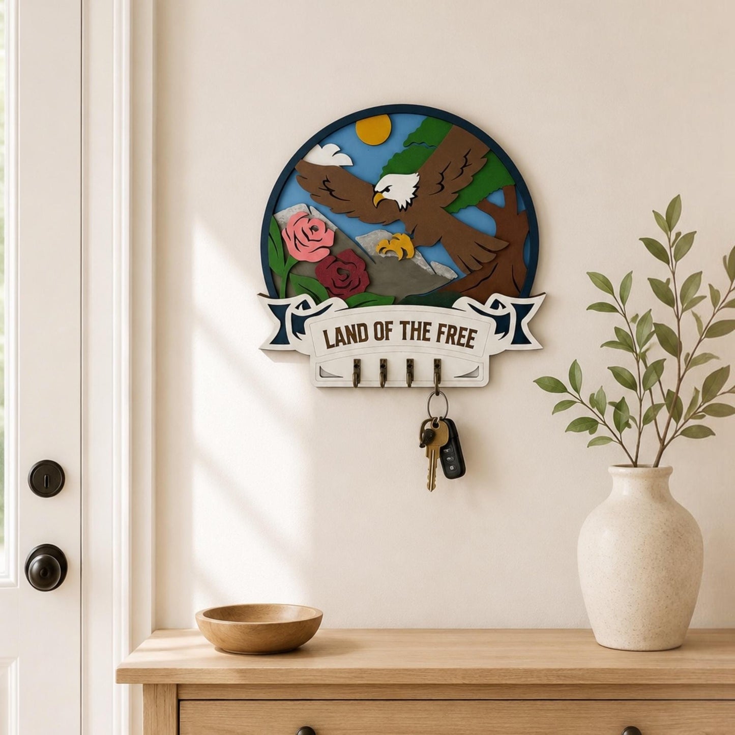 Land Of The Free Hand Painted Keyholder
