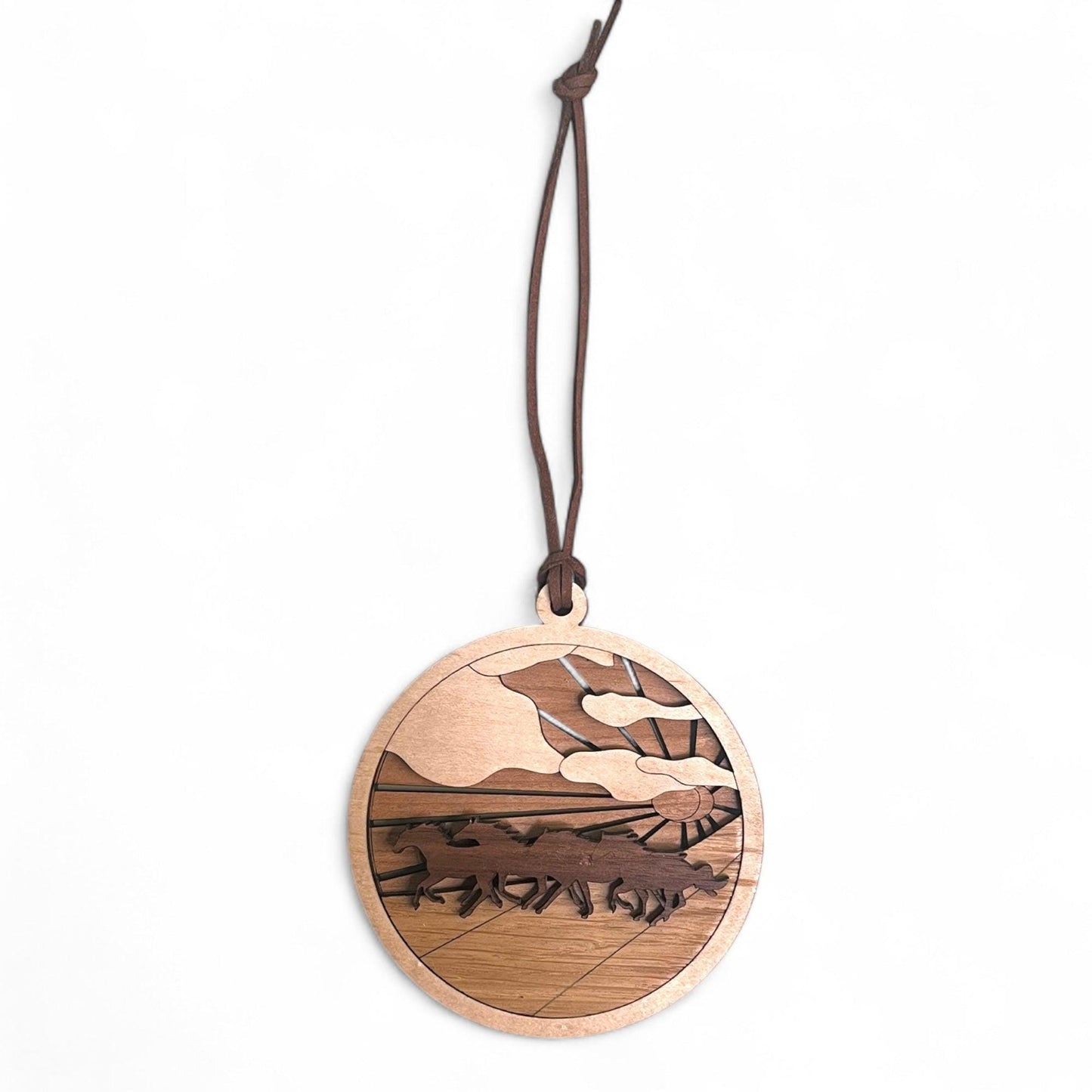 Wild Horses Wooden Ornament – Rustic Western Holiday Decor