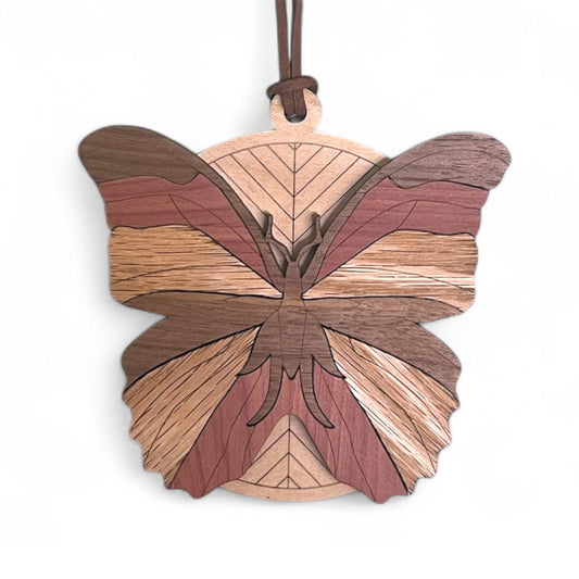Handcrafted Layered Wood Butterfly Ornament | Nature Decor